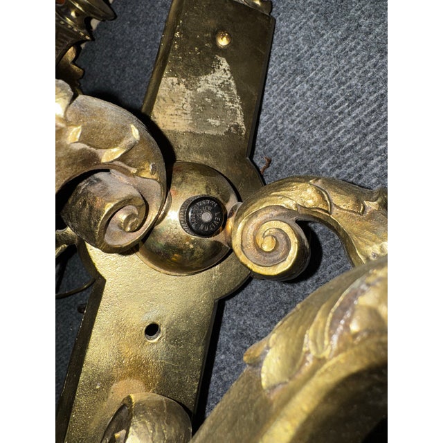1900 - 1909 Antique French Baroque Revival Gilt Figural Wall Sconces, Pair, C. 1900 For Sale - Image 5 of 7