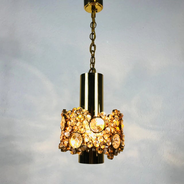 German Gilt Brass and Crystal Glass Chandelier from Palwa, 1970s For Sale - Image 15 of 16