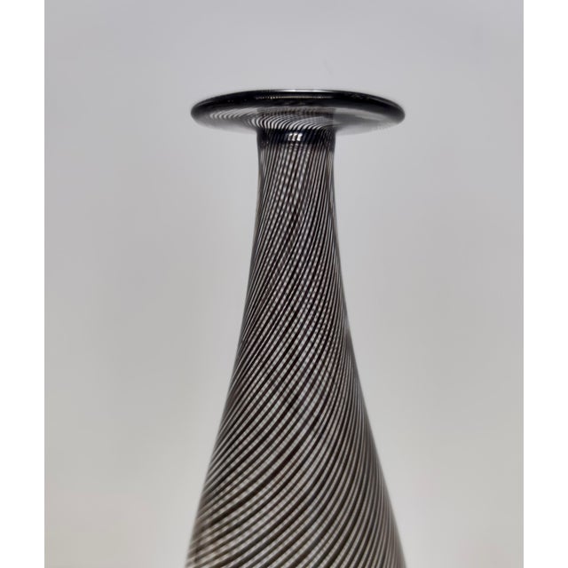 Black Murano Glass Mezza Filigrana Bottle Vase attributed to Dino Martens for Aureliano Toso, 1950s For Sale - Image 4 of 11
