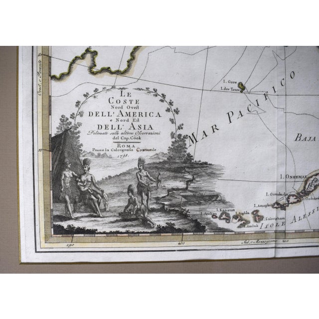 Le Coste Nord Ovest Dell' America E Nord Est Dell' Asia Delineate Sulle Ultime Osservazioni Del Cp. Cook. 1798 For Sale - Image 4 of 6