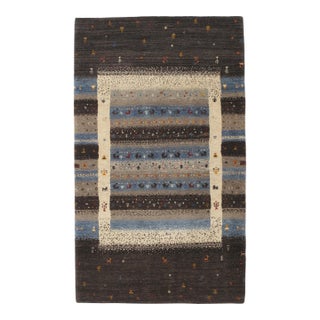 Vintage Hand-Knotted Gabbeh Rug 3'0" X 4'1" For Sale