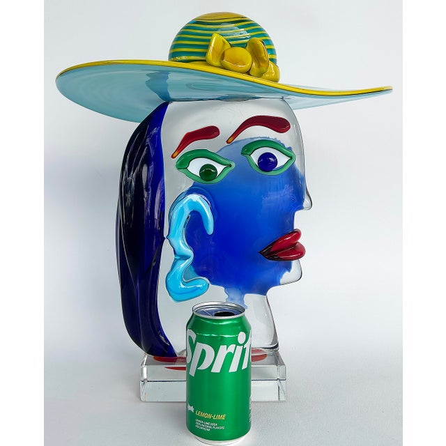 Murano Glass Sculpture After Picasso by Renato Anatra, Signed c1980 Offered for sale is a rare circa 1980 abstract blown...