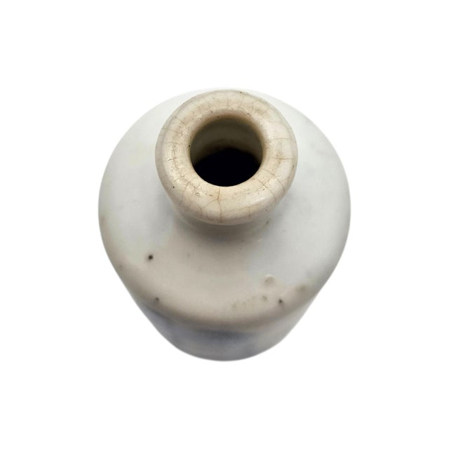 Vintage Chinese Blue & White Porcelain Snuff Bottle With Stopper Spoon (3.375") For Sale - Image 12 of 14