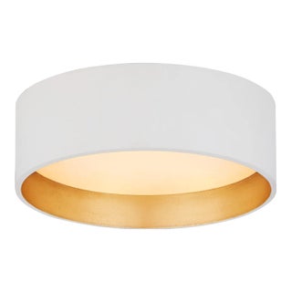 Visual Comfort Signature Shaw 5" Solitaire Flush Mount in Matte White & Gild with White Glass For Sale