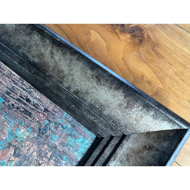Contemporary Copper Sheeting With Pastel and Acrylic Abstract, Framed For Sale - Image 4 of 7