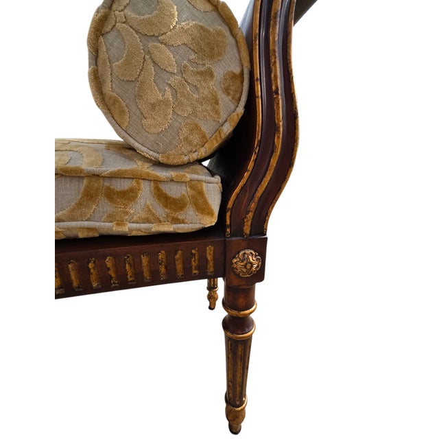 1990s John Richards Window Bench Settee French Regency Damask Neo Classical Ottoman For Sale - Image 15 of 18