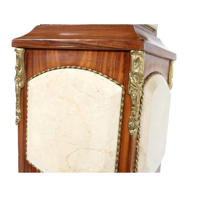 Mahogany Wood Faux Marble Panels Pedestal Tables A Pair Chairish