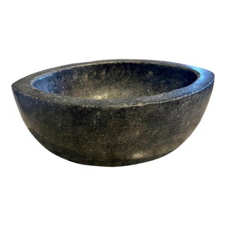 1960s Vintage Handmade Black Stone Mortar For Sale