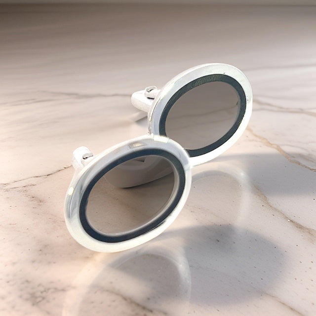 Tiffany and Co. Late 20th Century Tiffany & Co Estate Mens Silver & Blue Enamel Cufflinks Silver, A Pair For Sale - Image 4 of 11