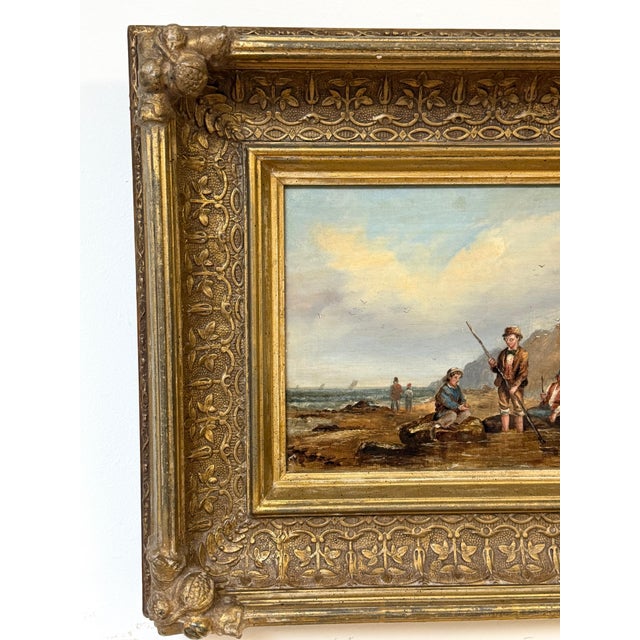 English Victorian Seascape of Boys Shrimping, Attributed to Matthew Thompson For Sale - Image 11 of 16