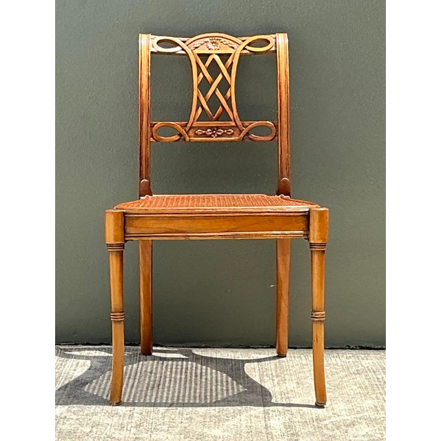 Vintage Hand Carved Cane Side Chair For Sale - Image 11 of 12