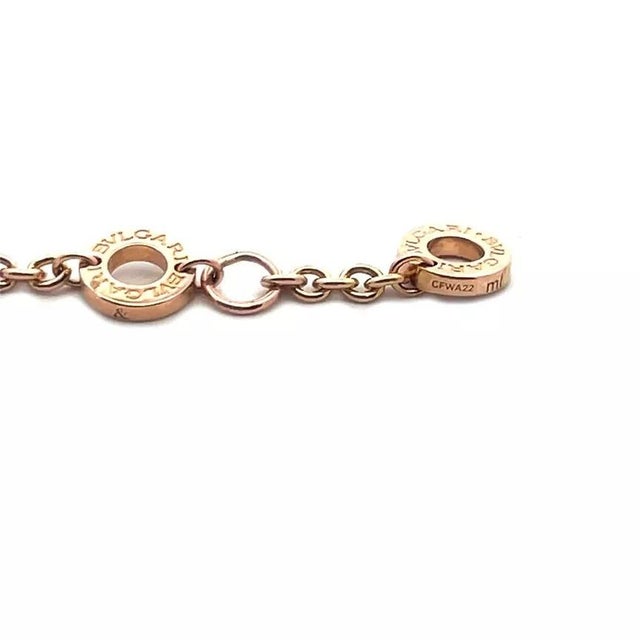 Metal Bulgari Rose Gold 4 Disc Bracelet 18k Engraved Bezel Chain For Sale - Image 7 of 7