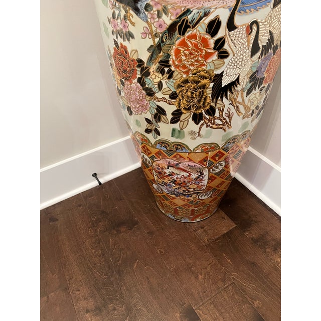 1990s Very Beautiful Extra Large 62 Inches Monumental Asian Floor Porcelain Vase For Sale - Image 5 of 12