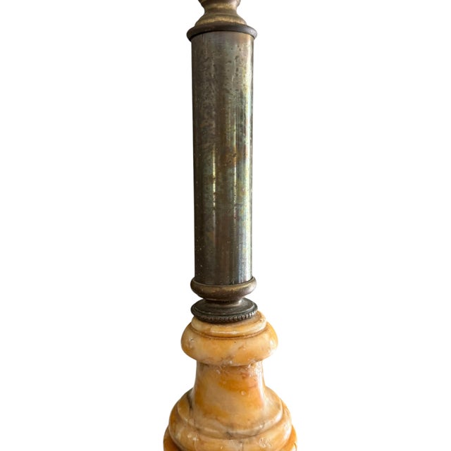 Art Deco French Inspired Alabaster Hammered Copper & Frosted Glass Dome Table Lamp, Circa 1930s For Sale In Los Angeles - Image 6 of 14