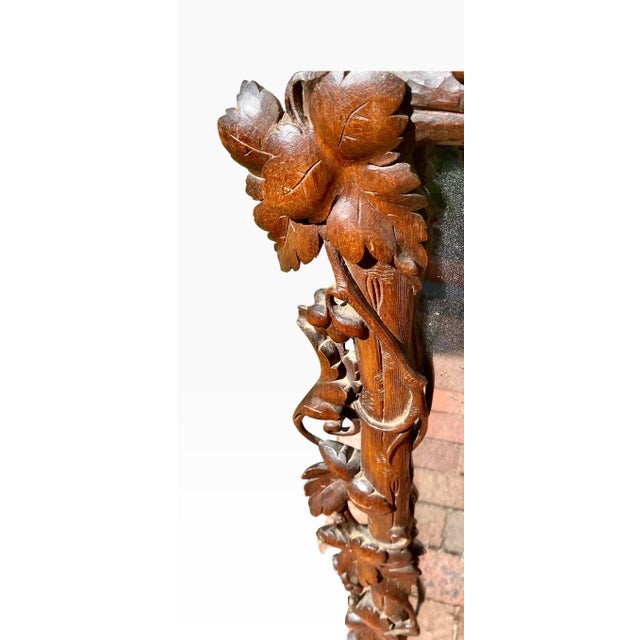 Victorian Black Forest Hand Carved Walnut Mirror Vines Leaves Berrys For Sale - Image 3 of 17