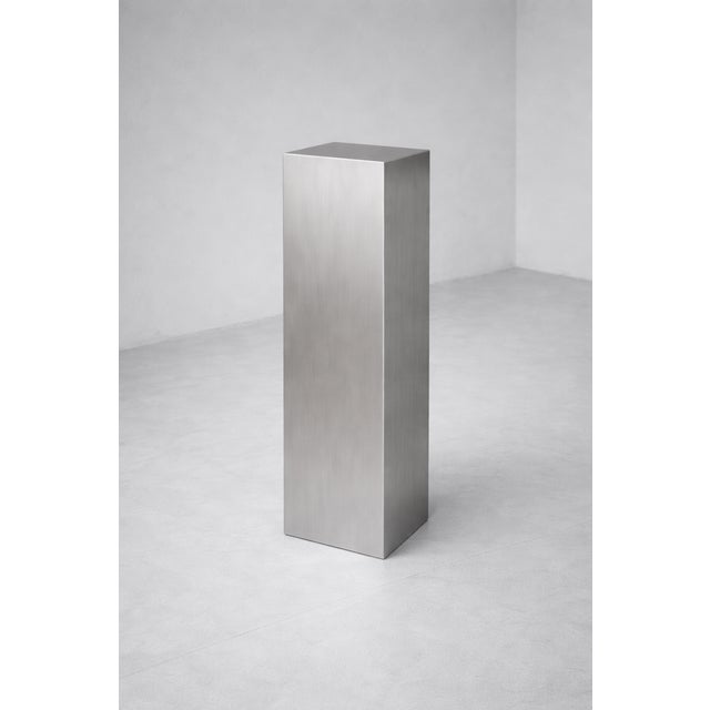Monolith Sculptural Outdoor Pedestal in Stainless Steel by Veliento For Sale - Image 4 of 6