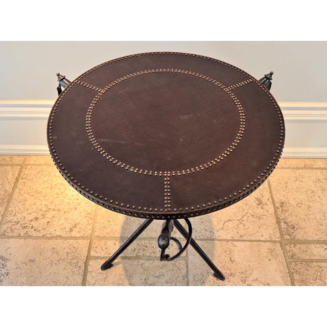 Transitional Vintage Metal "Sword Table" Attributed to Theodore Alexander – A Collector's Accent For Sale - Image 3 of 4