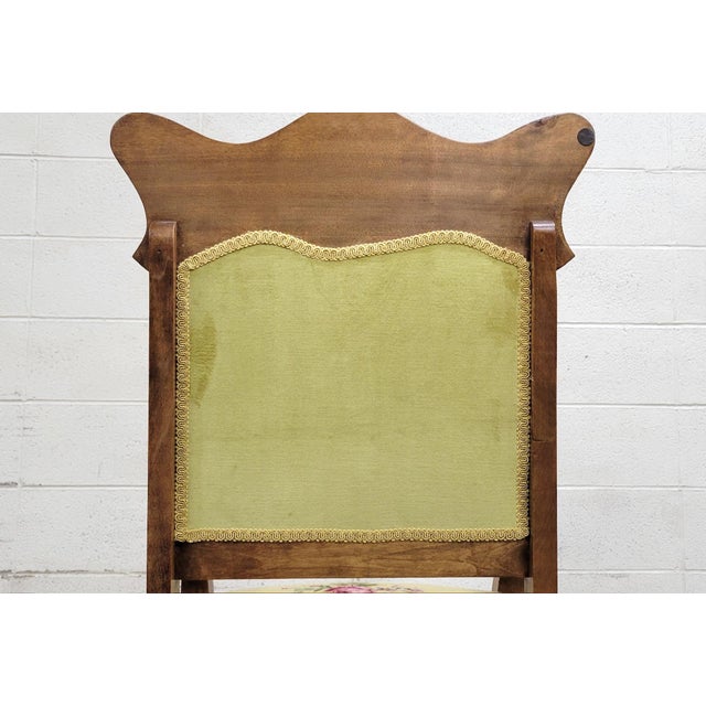 Wood Vintage French Louis XV Empire Style Needlepoint Armchairs For Sale - Image 7 of 11