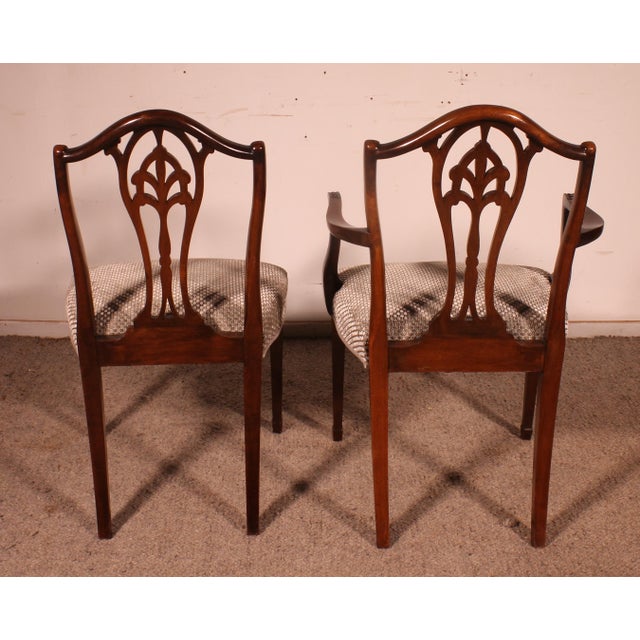 Vintage Chairs and Two Armchairs in Mahogany, 1800s, Set of 8 For Sale - Image 9 of 12