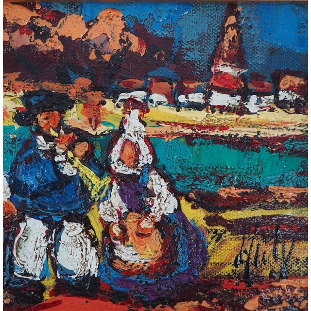 Henry Maurice d'Anty, Breton Women and Musician, Oil on Canvas For Sale - Image 6 of 8