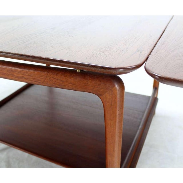 Danish Mid Century Modern Square Solid Teak Drop Leaf Coffee Side Table MINT! For Sale - Image 6 of 10