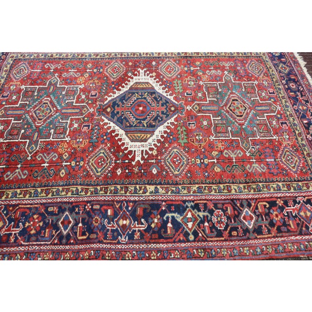 Antique Persian Karaja Rug 4'11" X 6'5" For Sale - Image 9 of 11