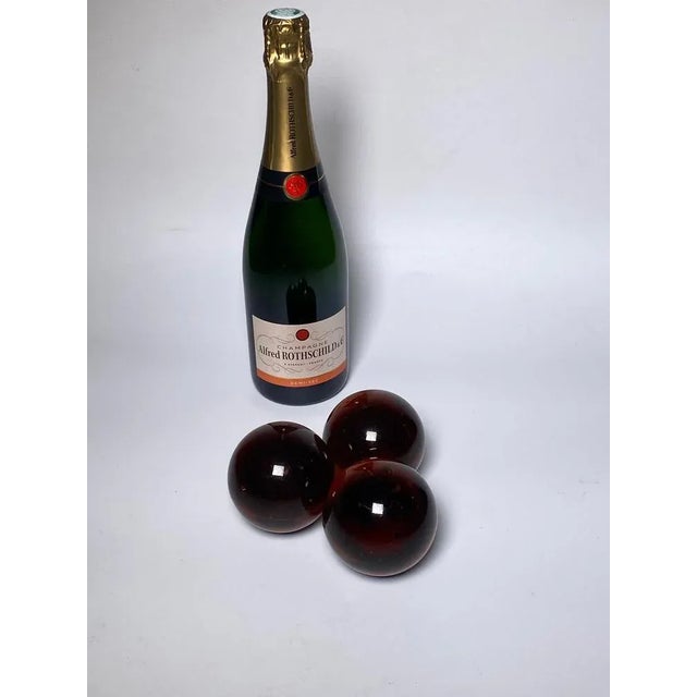 Brown Glass Spheres, France, 1970, Set of 3 For Sale - Image 6 of 8