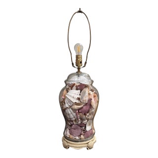 Vintage Glass Seashell Lamp For Sale