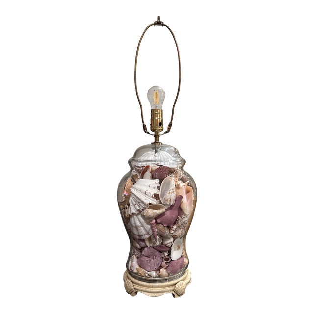 Vintage Glass Seashell Lamp For Sale