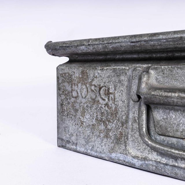 Vintage Industrial Galvanised Steel Parts Tray from Bosch, Late 20th Century For Sale - Image 5 of 6