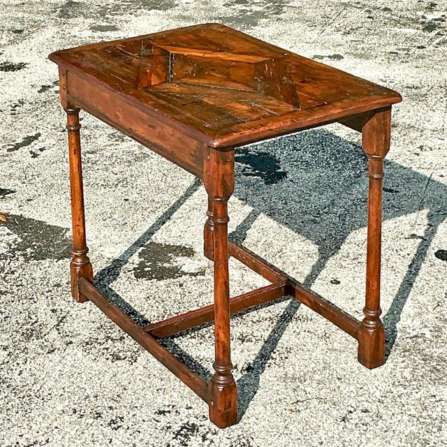 Vintage Boho Theodore Alexander “Castle Bromwitch” Reclaimed Wood Side Table For Sale - Image 11 of 12