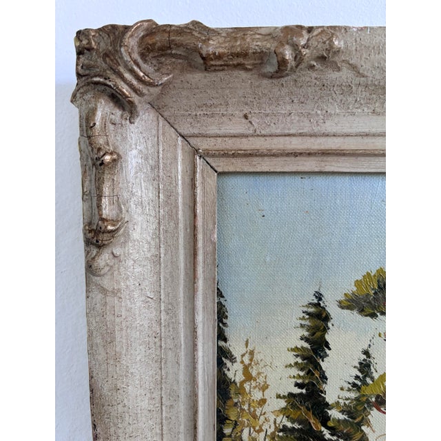 Textile Vintage Original Landscape Oil Painting, Framed Mountain River Art For Sale - Image 7 of 16