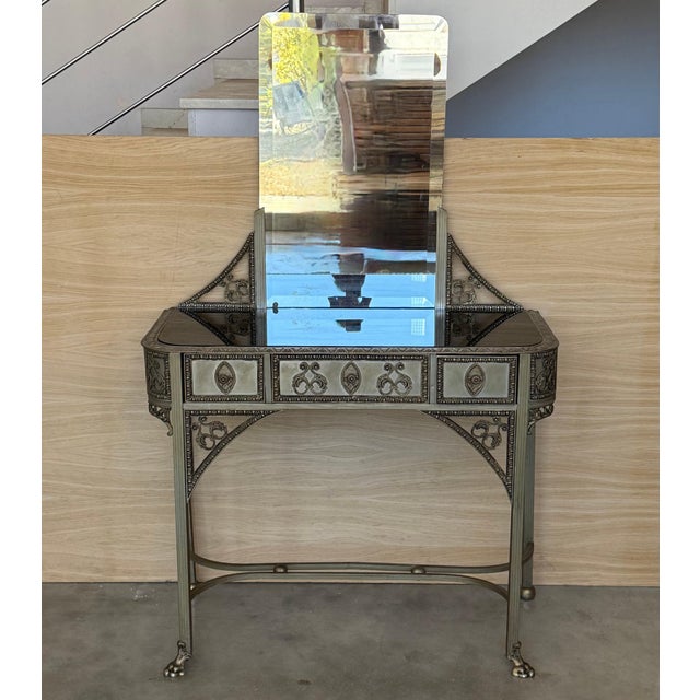 19th Century French Bronze Mirrored Dressing Table or Vanity with Mirror For Sale - Image 17 of 18