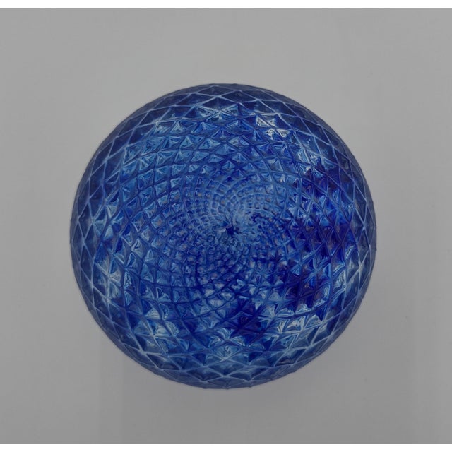 Blue Vintage Handblown Cobalt Blue Cut Glass Paperweight, Signed & Dated 2002 For Sale - Image 8 of 11