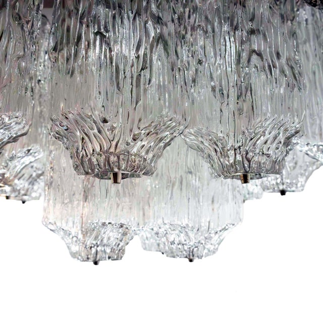 Metal Large Vintage Ceiling Light with 32 Textured Glass Elements by J. T. Kalmar for Stölzle, 1970s For Sale - Image 7 of 11