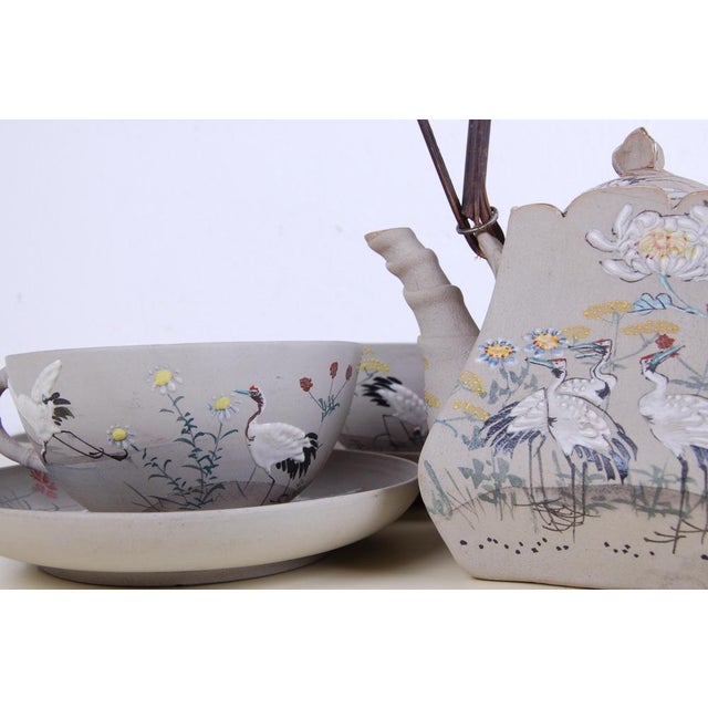 Oriental Tea Service in Hand-Painted Porcelain, Set of 9 For Sale - Image 3 of 18