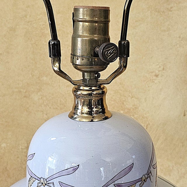 Ceramic Vintage Maitland-Smith Hand-Painted Chinoiserie Floral Porcelain Ginger Jar Table Lamp For Sale - Image 7 of 18