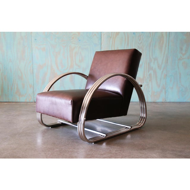 Vintage Pair of Ralph Lauren Hudson St Lounge Chairs in Leather and Stainless Steel For Sale - Image 9 of 11