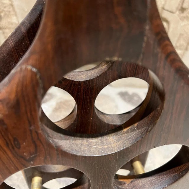 Vintage Wine Rack by Don S. Shoemaker Rosewood & Brass Mexico 1960s Mid Century For Sale - Image 11 of 14
