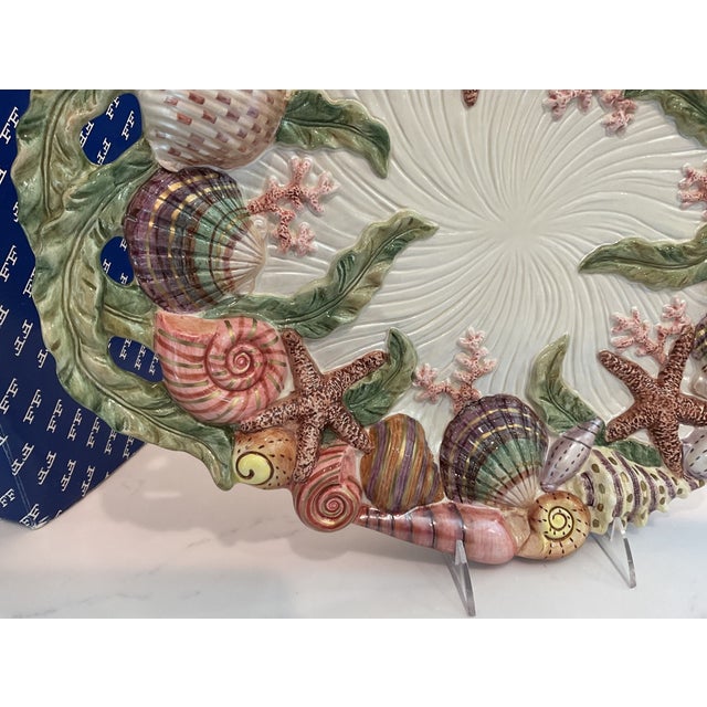 Mid-Century Modern Vintage Mid-Century Modern Fitz & Floyd Oceana Seashell. Large Serving Platter For Sale - Image 3 of 5