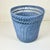 Mid-Century Boho Chic Coastal French Blue Wicker Wastebasket. For Sale - Image 4 of 11