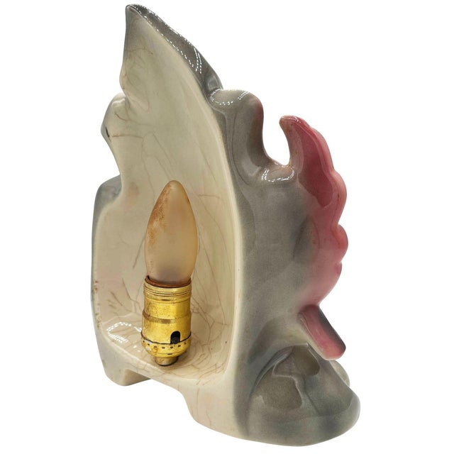 1950s 1950s Mid-Century California Pottery Ceramic Pink Swan Leaf Tv Table Lamp For Sale - Image 5 of 7