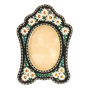 Midcentury Italian Micromosaic Picture Frame With Daisy Border