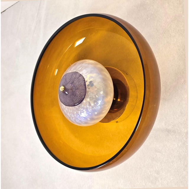 Metal 1990s Amber Mid Century Modern Murano Glass Sconces - a Pair For Sale - Image 7 of 13
