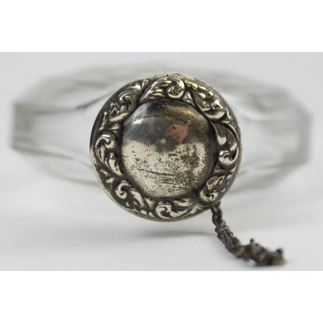 Traditional Sterling Cap Glass Flask For Sale - Image 3 of 4
