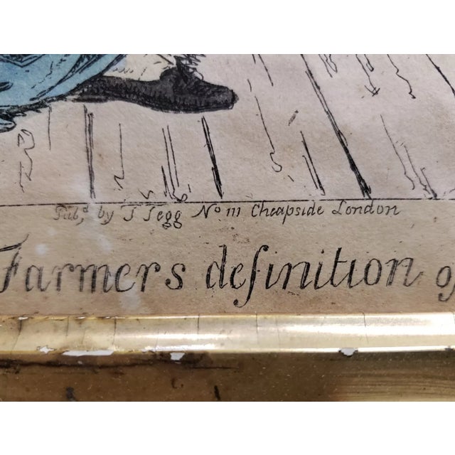 This is a Circa 1813 English Thomas Tegg Hand-Colored Engraving in Period Frame. It is entitled "A SHREWED GUESS or the...