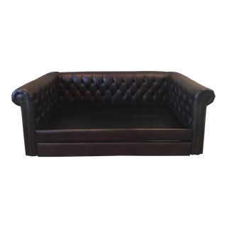 Restoration Hardwear Chesterfield Tufted Leather Bed/Daybed With Trundle For Sale