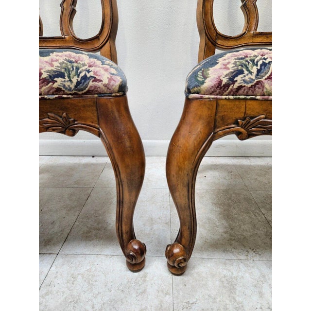 1990s 1990s Pair Chairs Ethan Allen Tuscany Pretzel Back Dining Room Side Chairs Newport French For Sale - Image 5 of 11