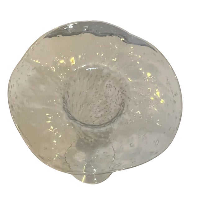 Mid-Century Murano Art Glass Bullicante Wavy Rim Trumpet Vase For Sale - Image 9 of 12