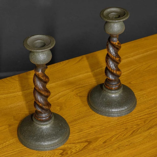 Antique Arts & Crafts Candleholders, Set of 2 For Sale - Image 5 of 7